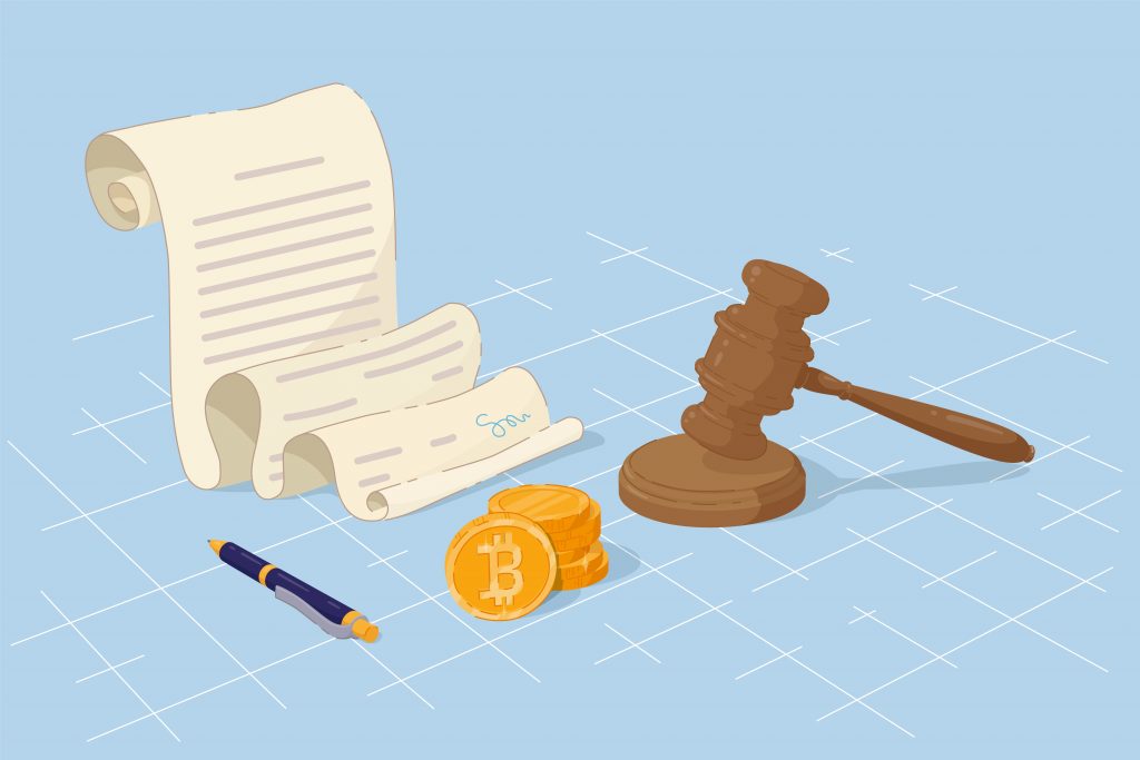 Bitcoin money legislation via judge law contract