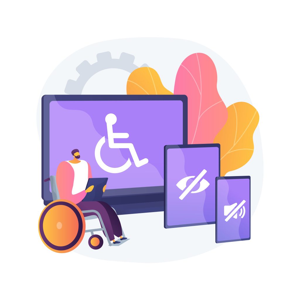 Electronic accessibility abstract concept vector illustration. Accessibility to websites, electronic device for disabled people, communication technology, adjustable web pages abstract metaphor.