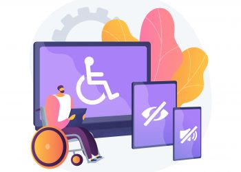 Electronic accessibility abstract concept vector illustration. Accessibility to websites, electronic device for disabled people, communication technology, adjustable web pages abstract metaphor.