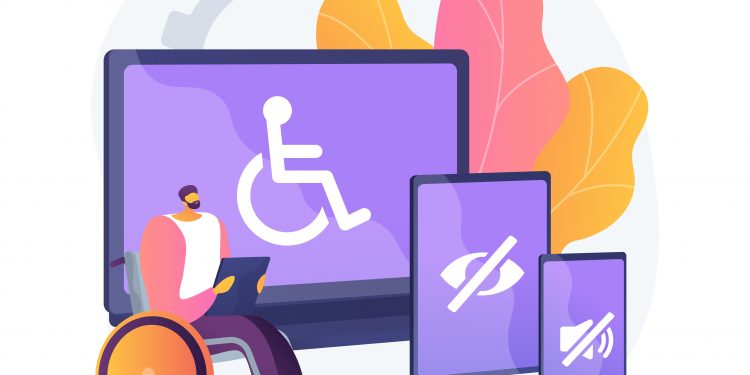 Electronic accessibility abstract concept vector illustration. Accessibility to websites, electronic device for disabled people, communication technology, adjustable web pages abstract metaphor.