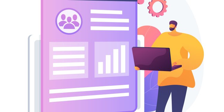 Client database analysis. Marketing strategy, CRM planning, target audience research. Expert, analyst studying end user preferences, profiles. Vector isolated concept metaphor illustration