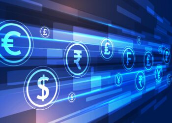 digital currency exchange techno concept background design vector