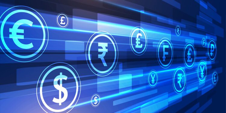 digital currency exchange techno concept background design vector