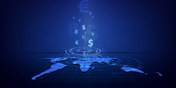 Money transfer. Global Currency. Stock Exchange. Stock vector illustration.